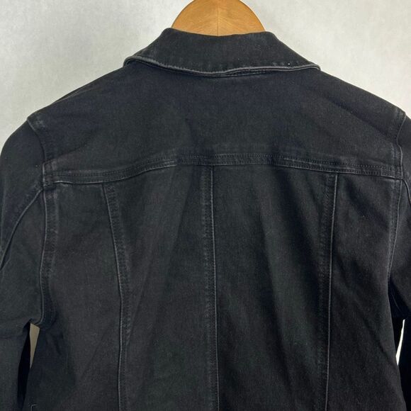 Charter Club Denim Jean Jacket Black Womens Sz Large Petite Button Front Casual - Picture 6 of 11